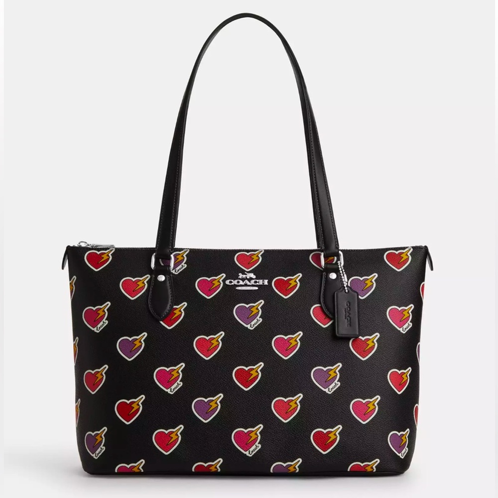 COACH - 3 Piece NWT BUNDLE-Heart Bolt Gallery Tote, Wristlet & Charm-Retail $534